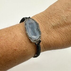 Kimberly McDonald Geode & Black Diamond Macrame Bracelet